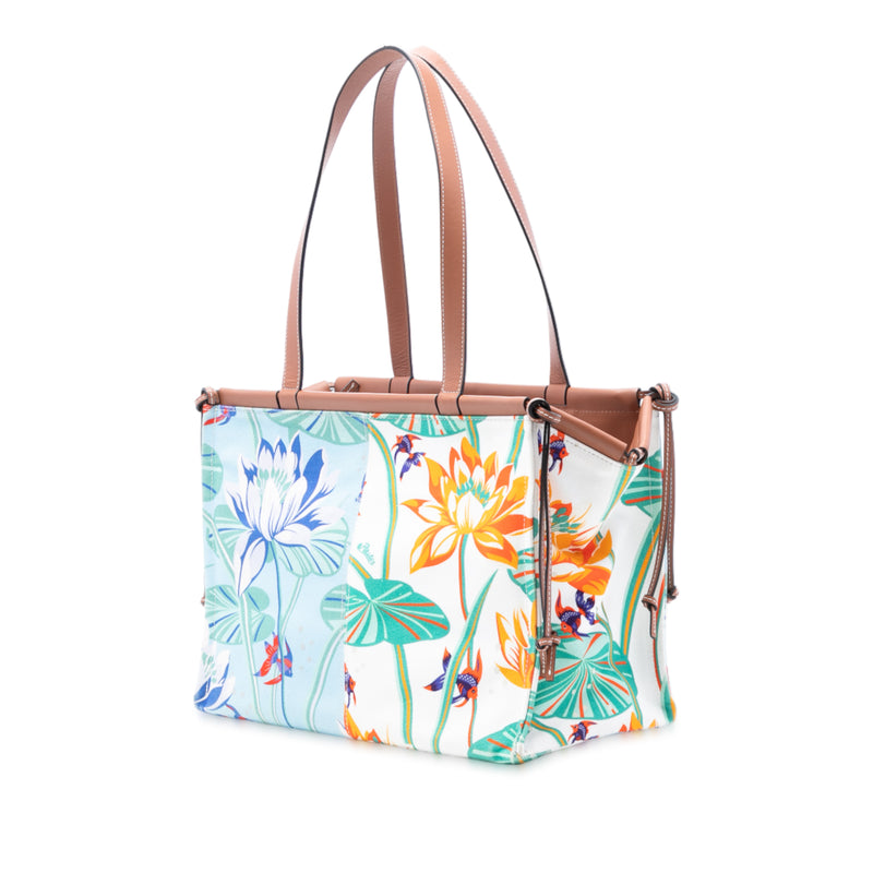 Paulas Ibiza Small Canvas Waterlily Print Cushion Tote - Image 2