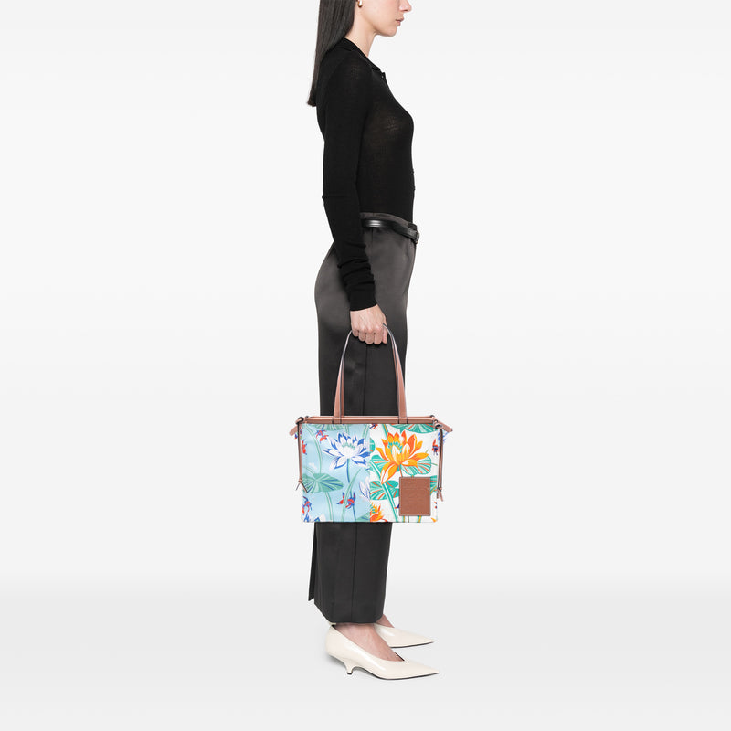 Paulas Ibiza Small Canvas Waterlily Print Cushion Tote - Image 7