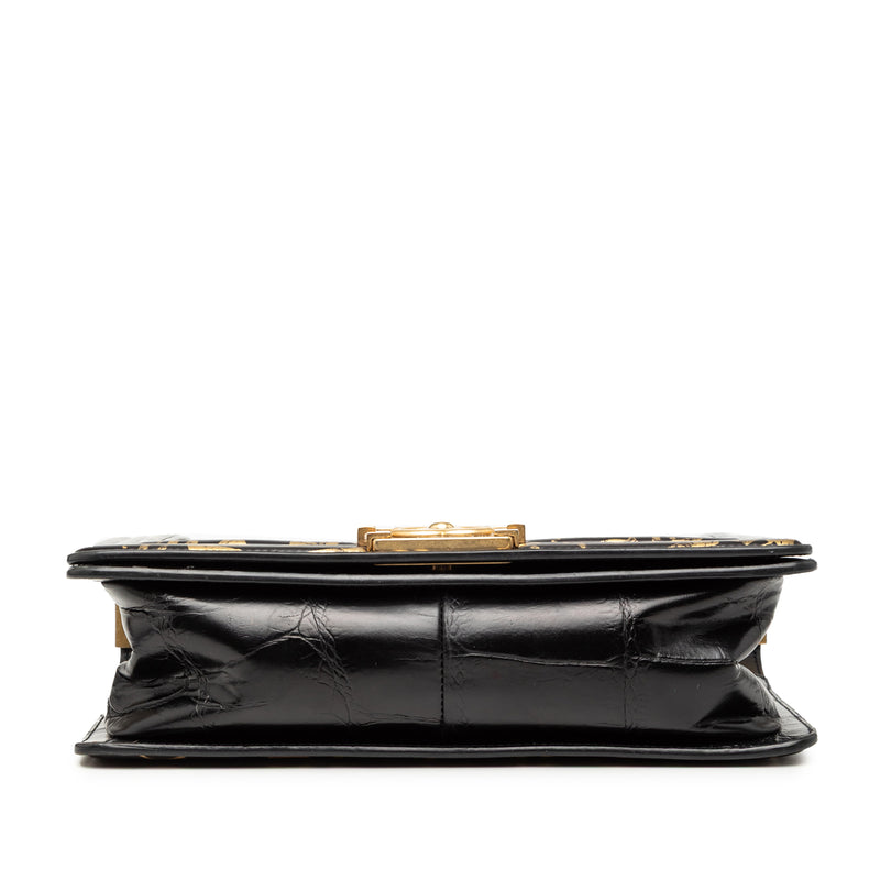 Medium Croc Embossed Leather Graffiti Cocodile Boy Flap - Image 3