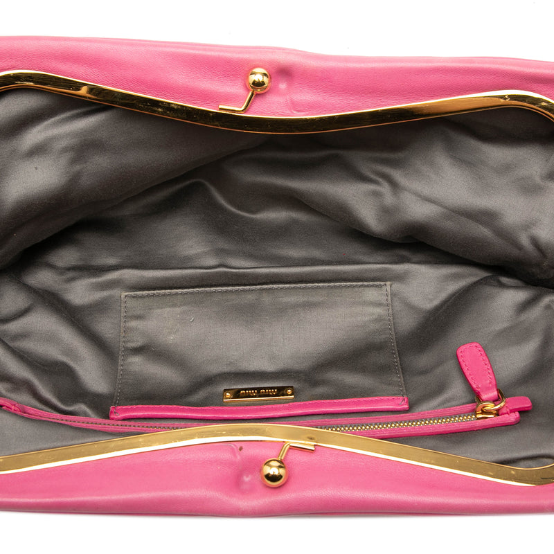 Pleated Nappa Frame Clutch - Image 4