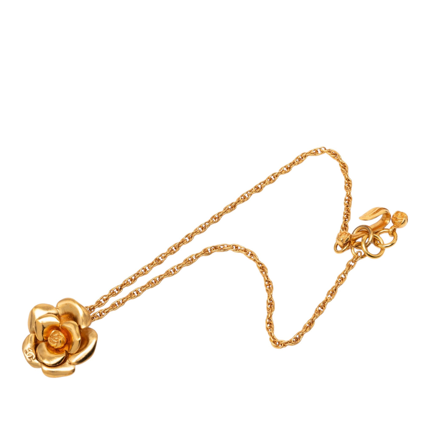 CC Gold Plated Camellia Pendant Necklace - Image 1