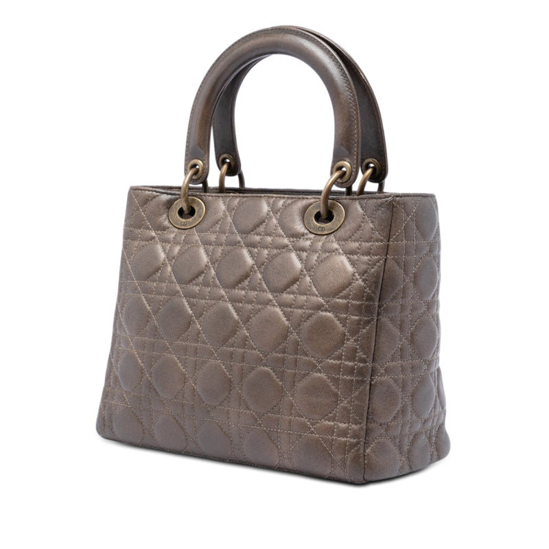 Medium Metallic Lambskin Cannage Lady Dior - Image 2