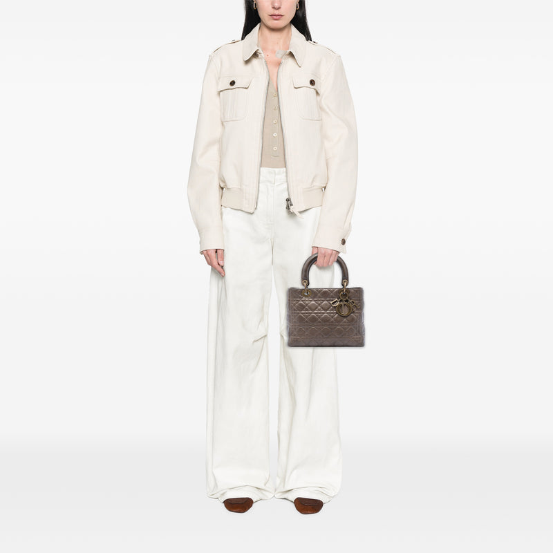 Medium Metallic Lambskin Cannage Lady Dior - Image 5