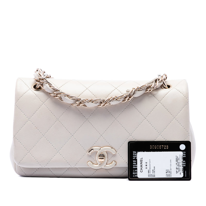 Large Quilted Lambskin Twist Chain Enamel CC Flap - Image 7