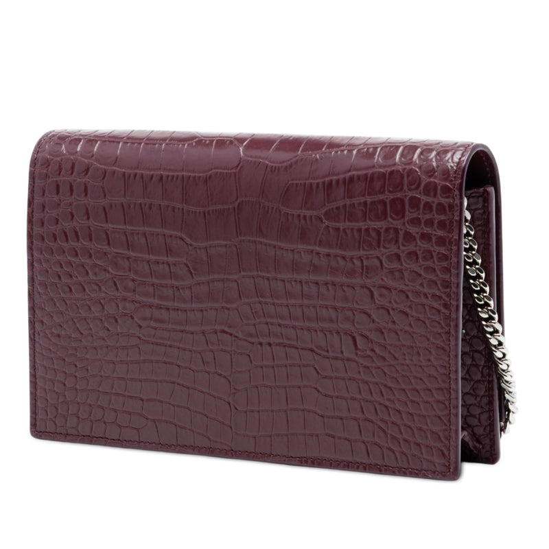 Croc Embossed Leather Monogram Kate Tassel Wallet on Chain - Image 2