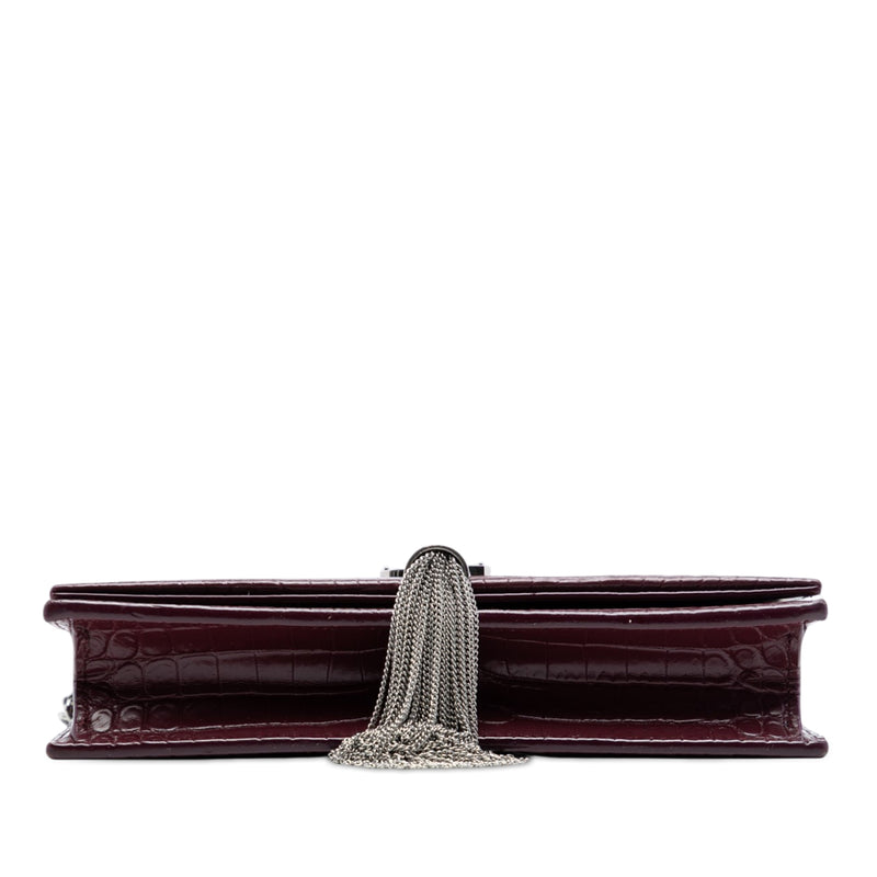 Croc Embossed Leather Monogram Kate Tassel Wallet on Chain - Image 3