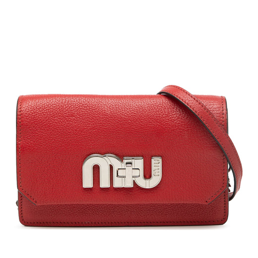 Goatskin Madras Miu Logo Crossbody - Image 1