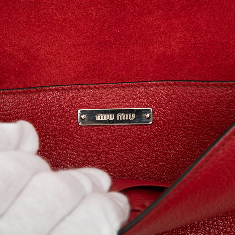 Goatskin Madras Miu Logo Crossbody - Image 5