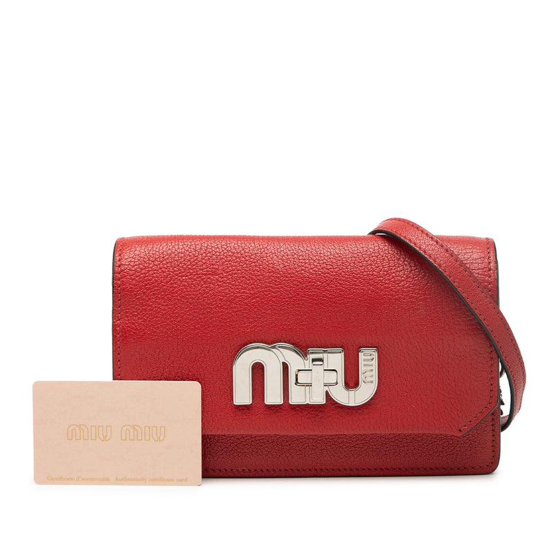 Goatskin Madras Miu Logo Crossbody - Image 7