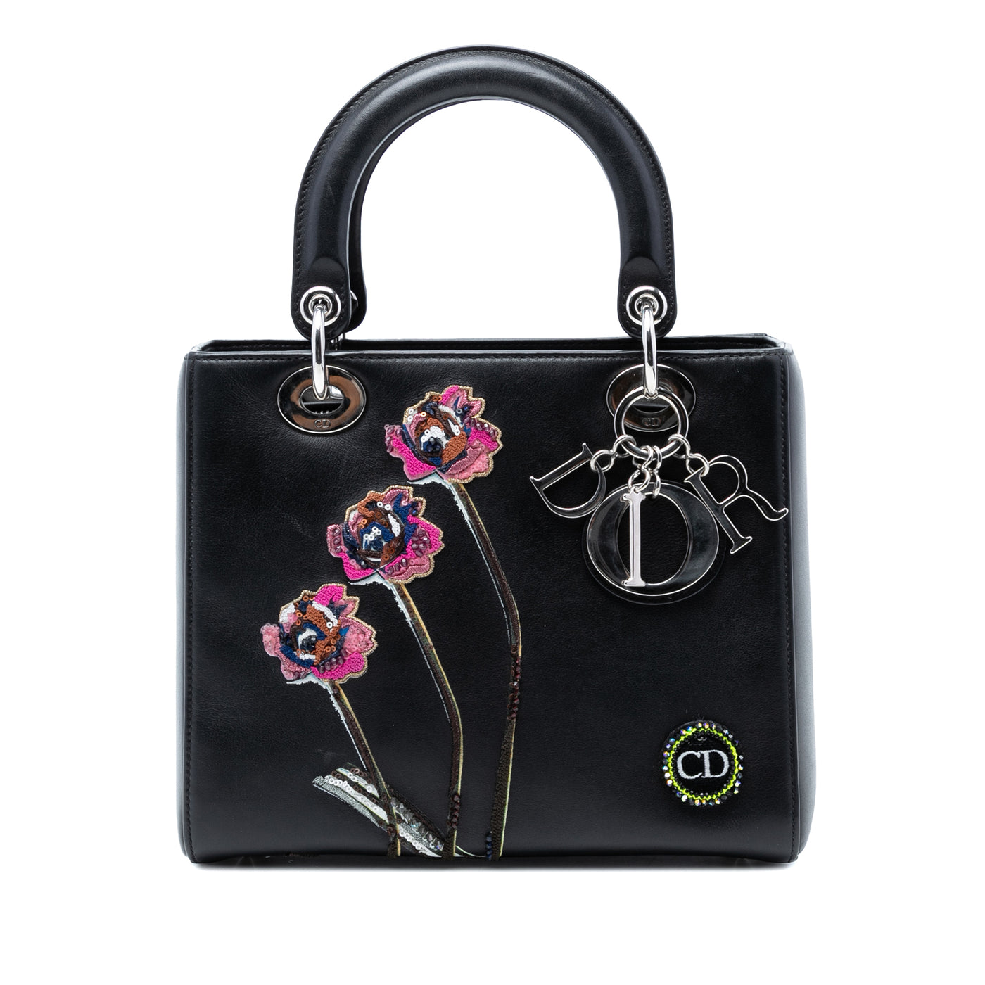 Medium Calfskin Embroidered Flower Lady Dior - Image 1