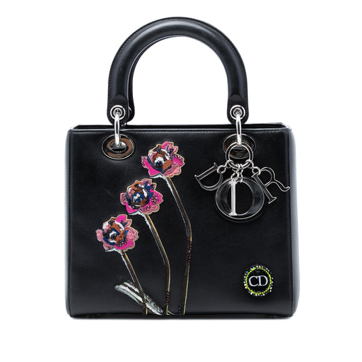 Medium Calfskin Embroidered Flower Lady Dior - Image 1