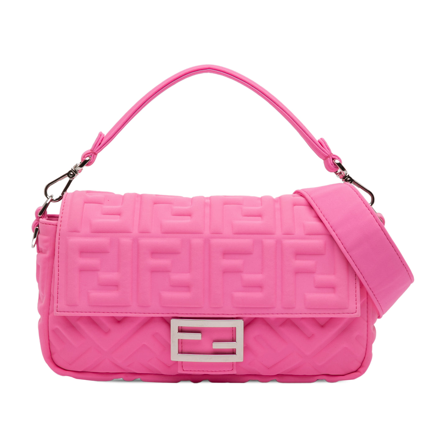 Medium Embossed Lycra Baguette Satchel - Image 1
