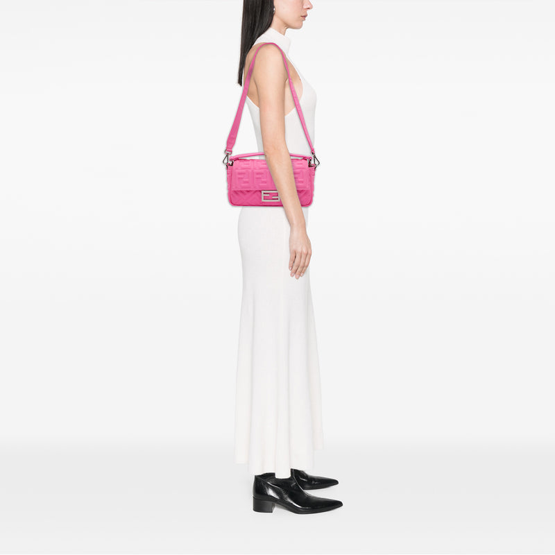 Medium Embossed Lycra Baguette Satchel - Image 11