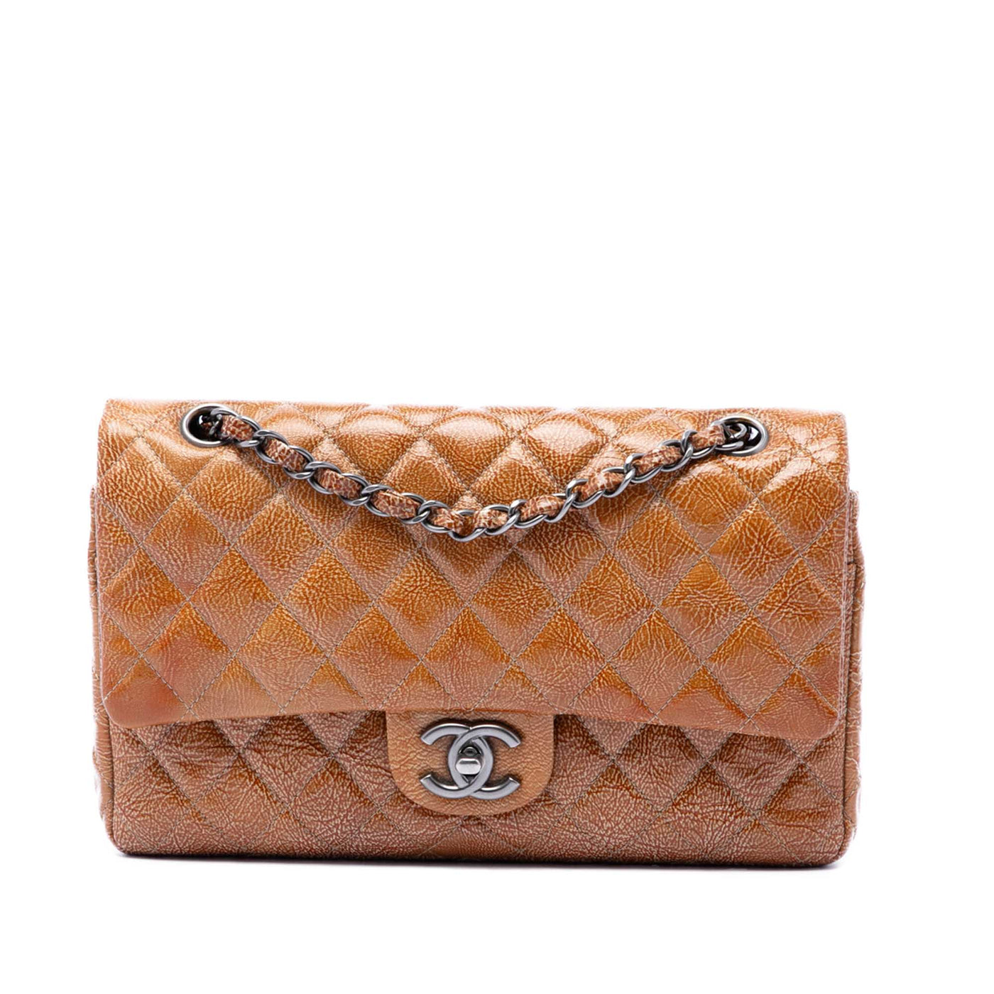 Medium Classic Crinkled Patent Double Flap - Image 1