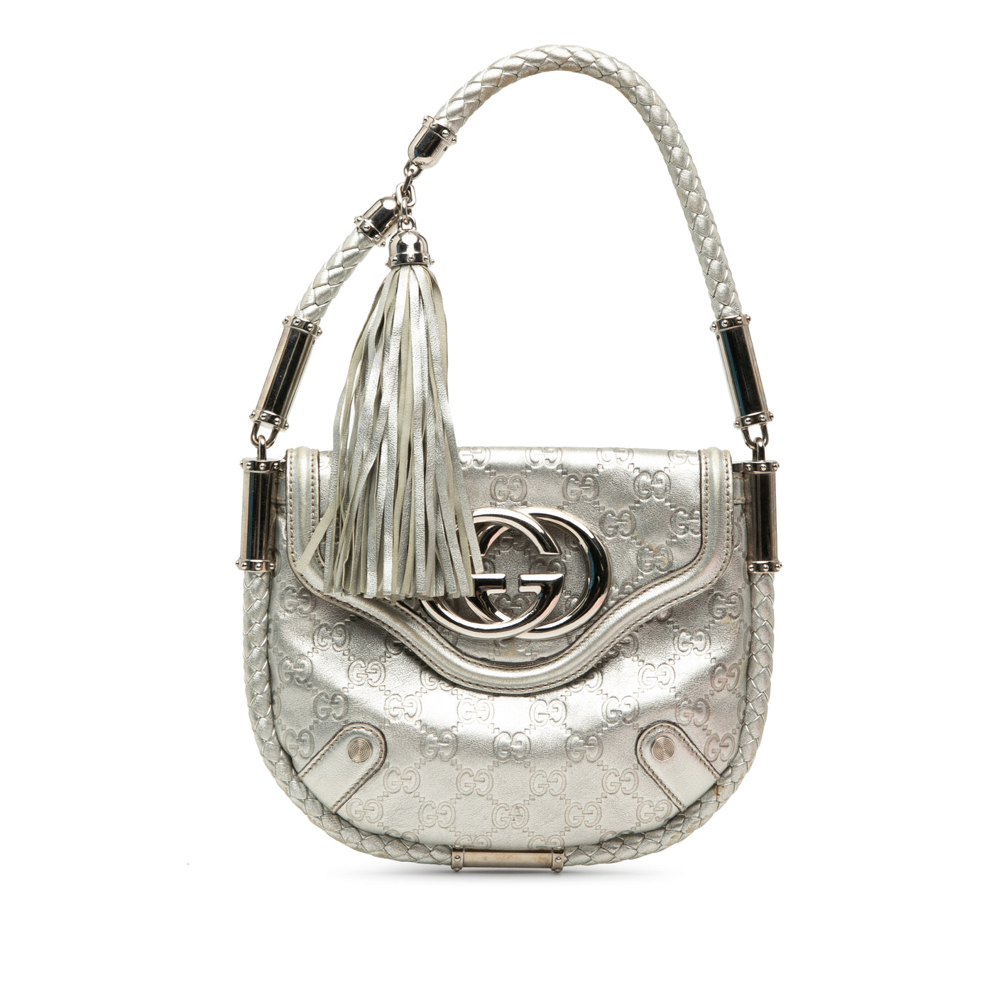Medium Metallic Guccissima Britt Tassel Flap Handbag - Image 1