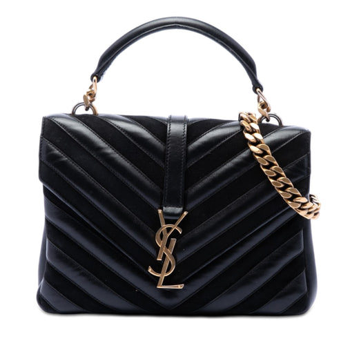 Medium Calfskin and Suede Chevron Monogram College Satchel - Image 1