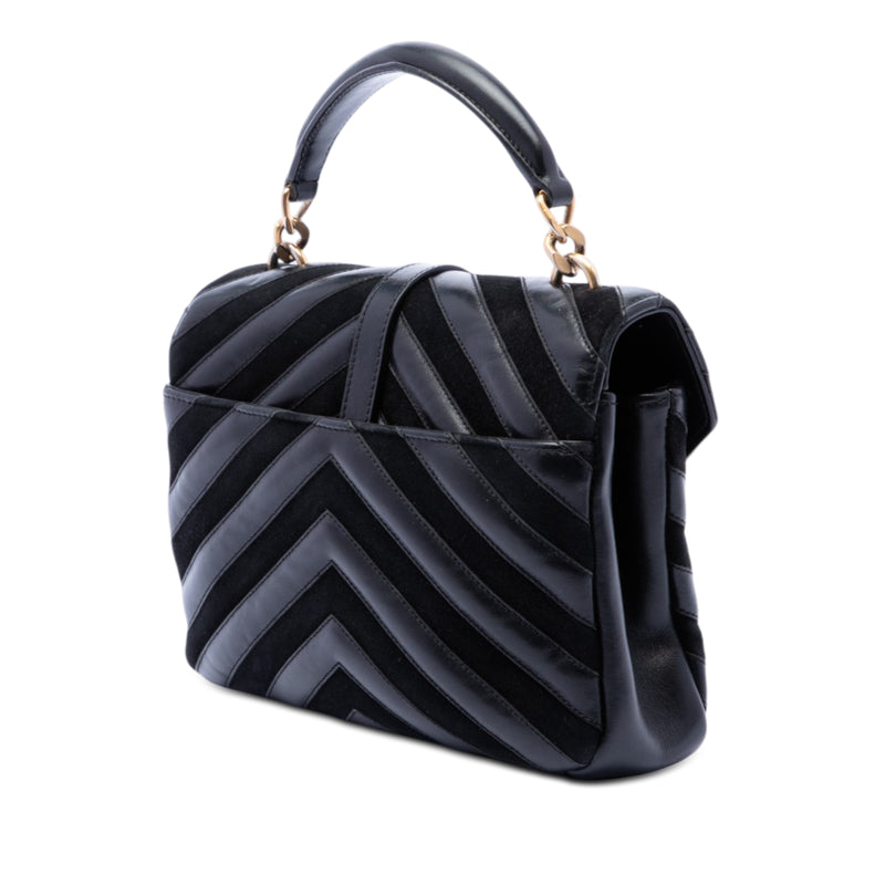Medium Calfskin and Suede Chevron Monogram College Satchel - Image 2