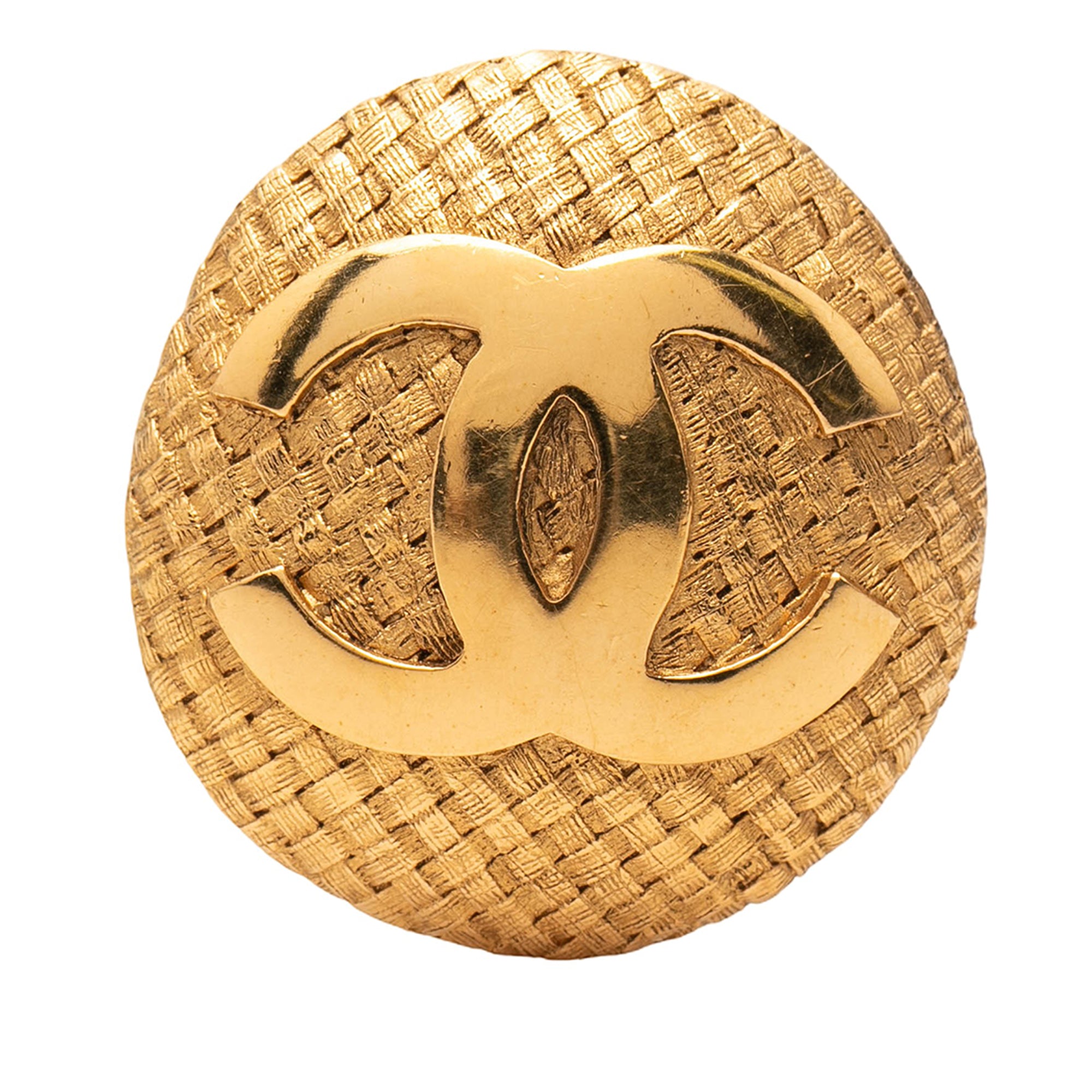 CC Gold Plated Woven Round Brooch - Image 1