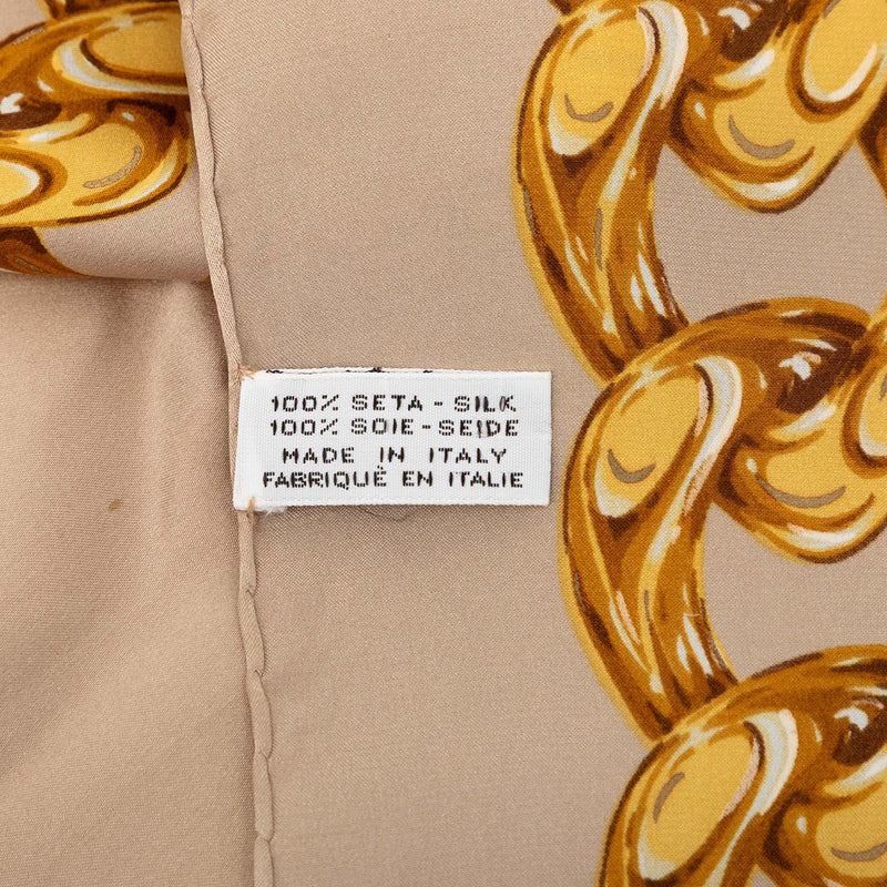 CC Camellia and Chain Silk Scarf 90 - Image 2