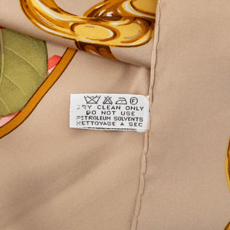 CC Camellia and Chain Silk Scarf 90 - Image 3