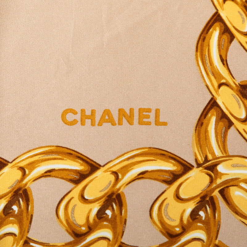 CC Camellia and Chain Silk Scarf 90 - Image 4