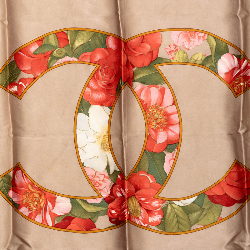 CC Camellia and Chain Silk Scarf 90 - Image 7