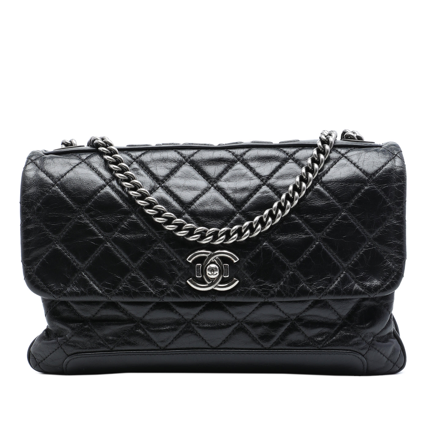 Quilted Aged Calfskin Logo Accordion Flap - Image 1