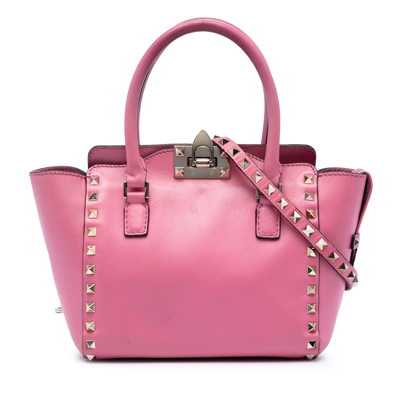 Mini Leather Rockstud Double Handle Tote - Image 1