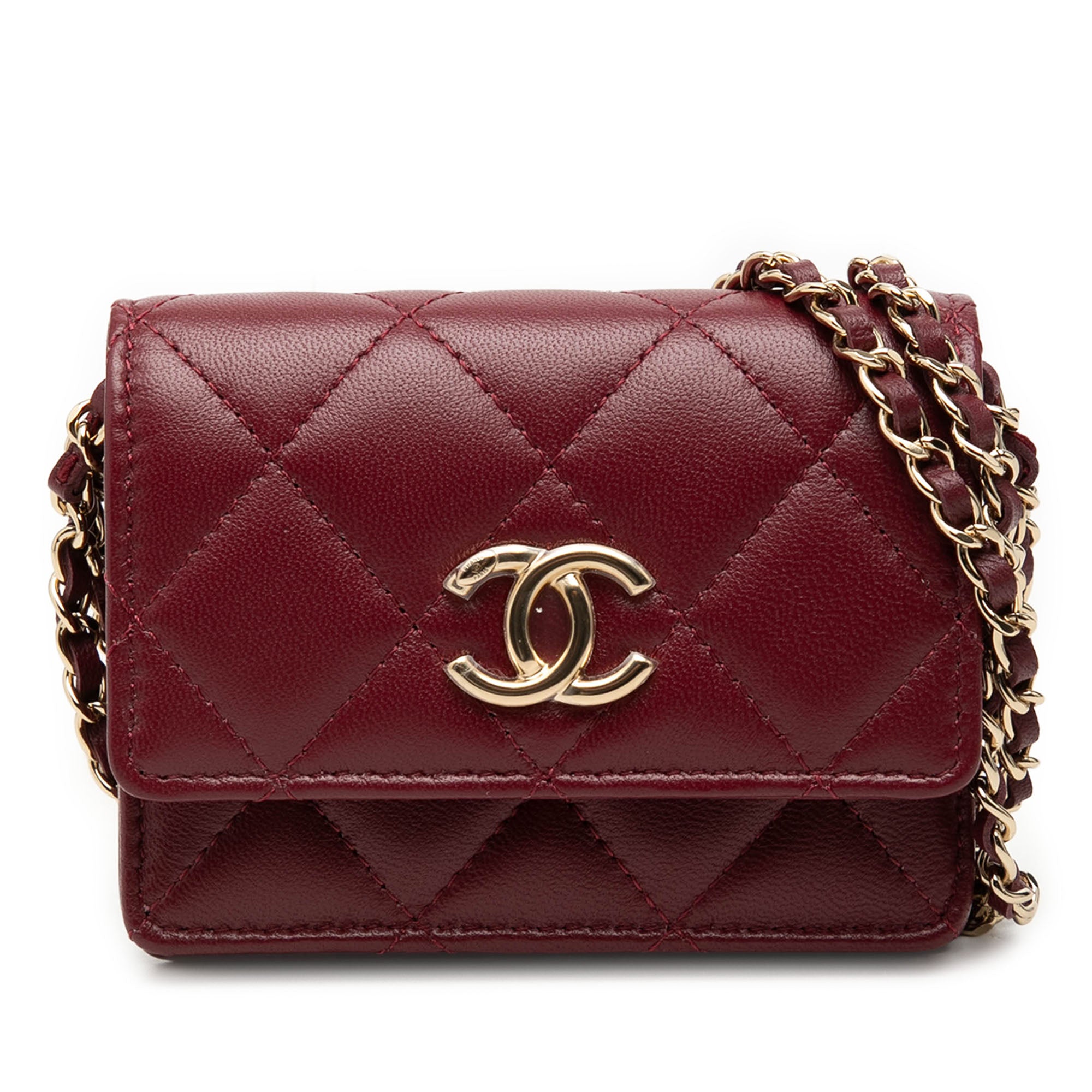 CC Quilted Lambskin Card Holder On Chain - Image 1