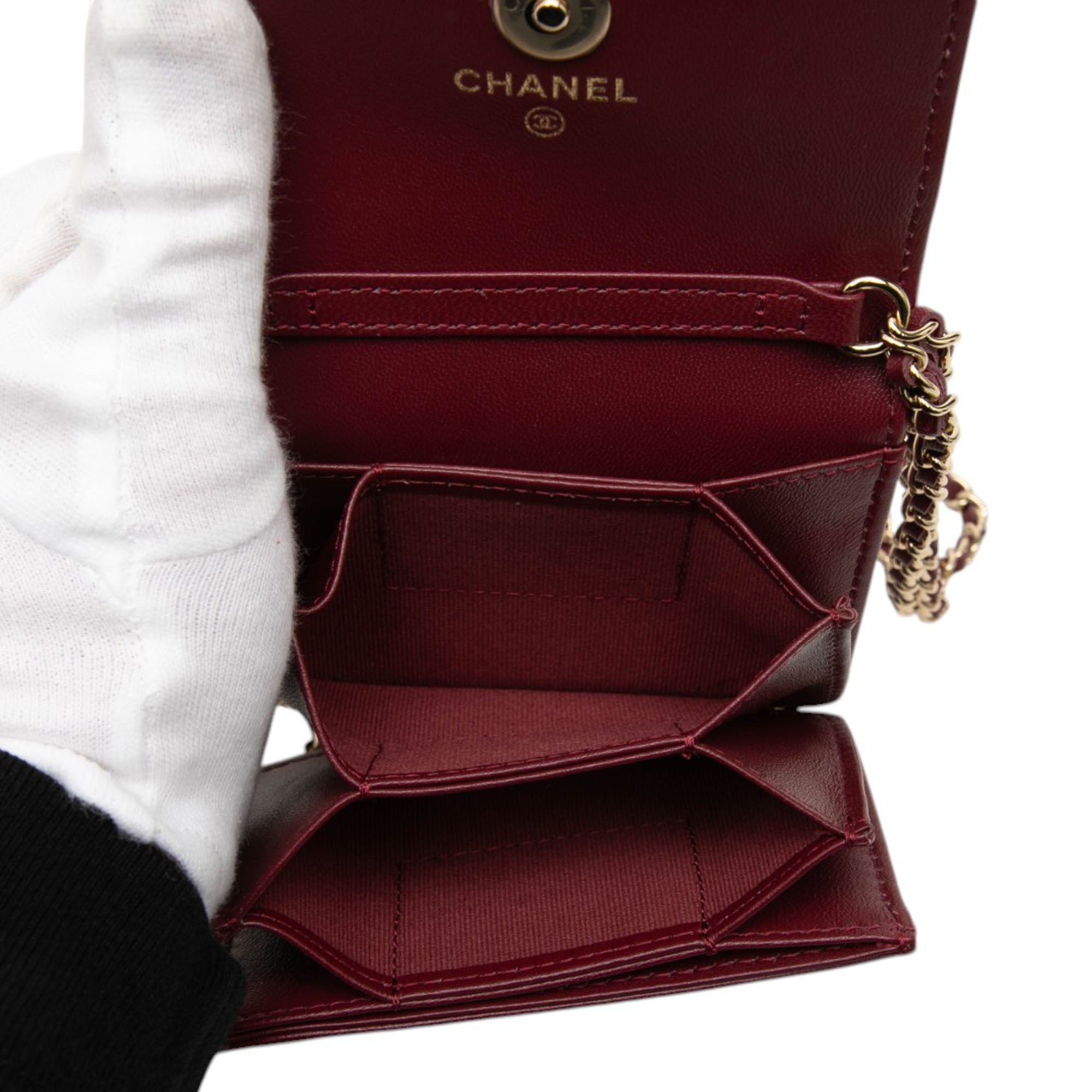CC Quilted Lambskin Card Holder On Chain - Image 4