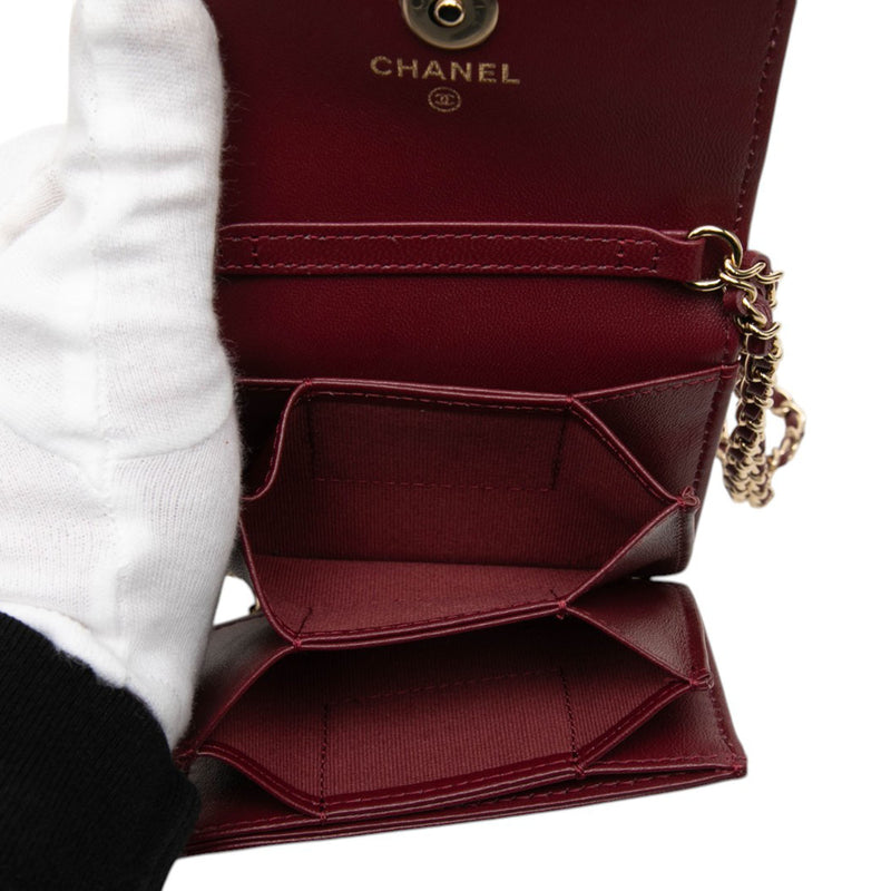 CC Quilted Lambskin Card Holder On Chain - Image 4