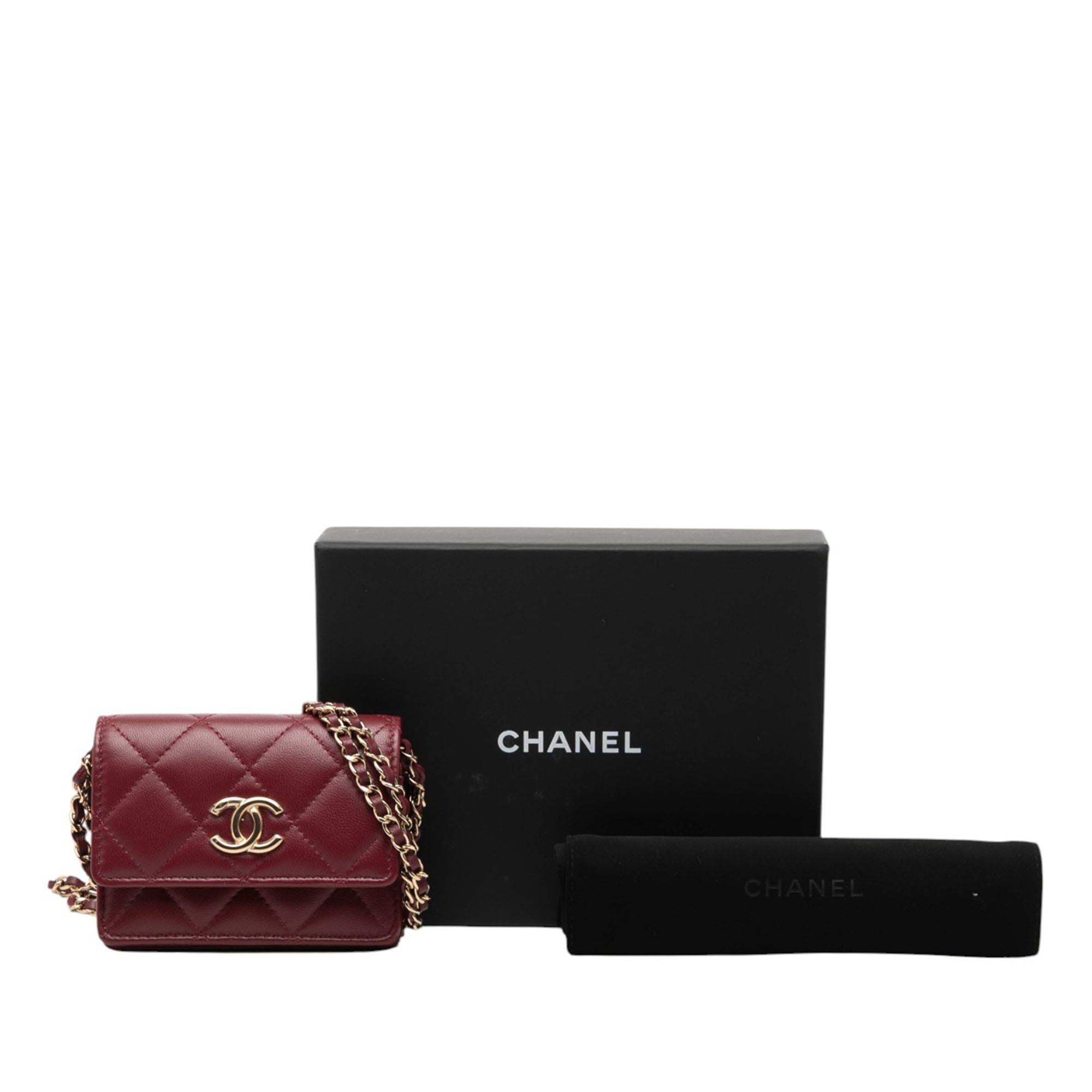 CC Quilted Lambskin Card Holder On Chain - Image 8
