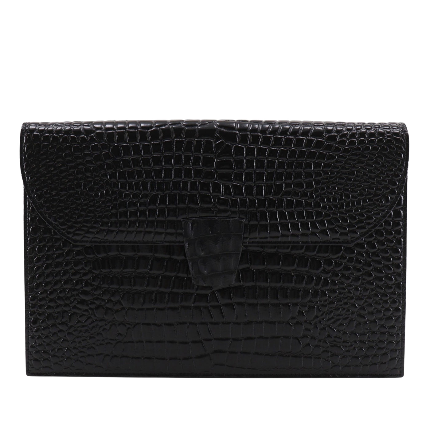 Croc Embossed Patent Clutch - Image 1
