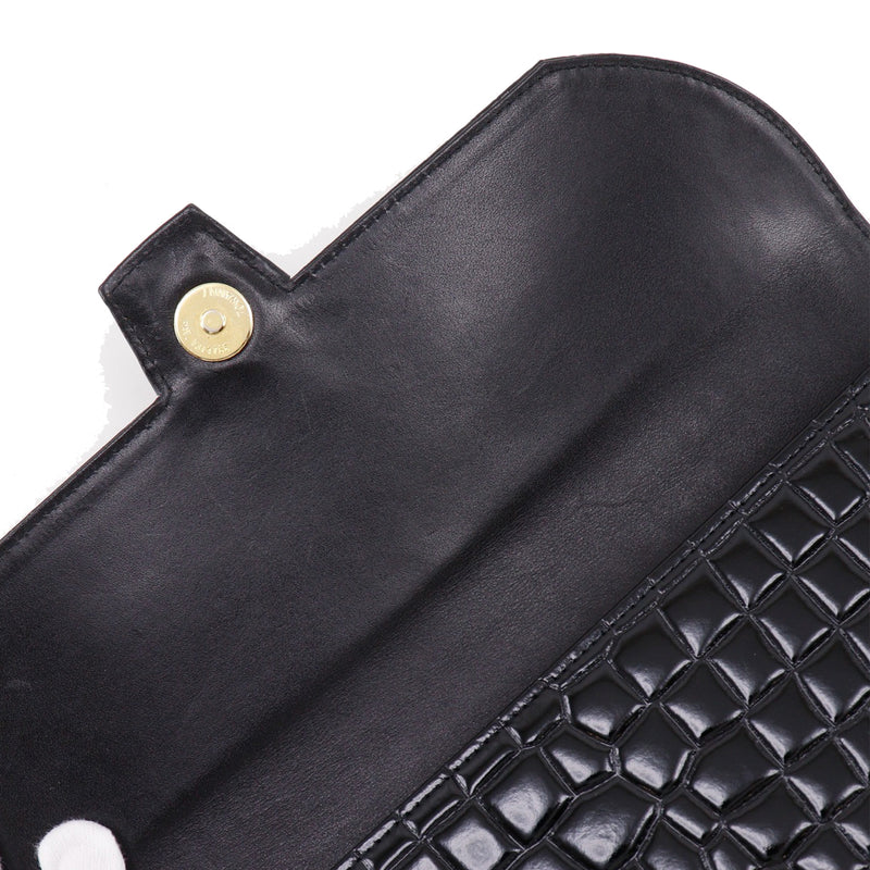 Croc Embossed Patent Clutch - Image 14