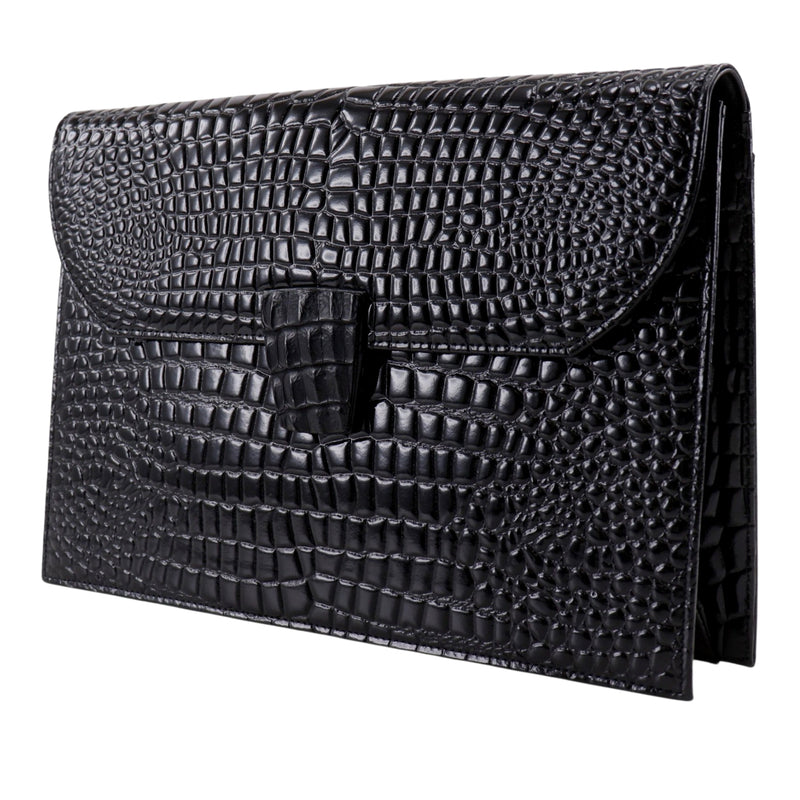 Croc Embossed Patent Clutch - Image 2