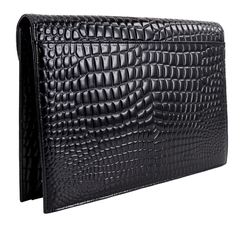 Croc Embossed Patent Clutch - Image 3
