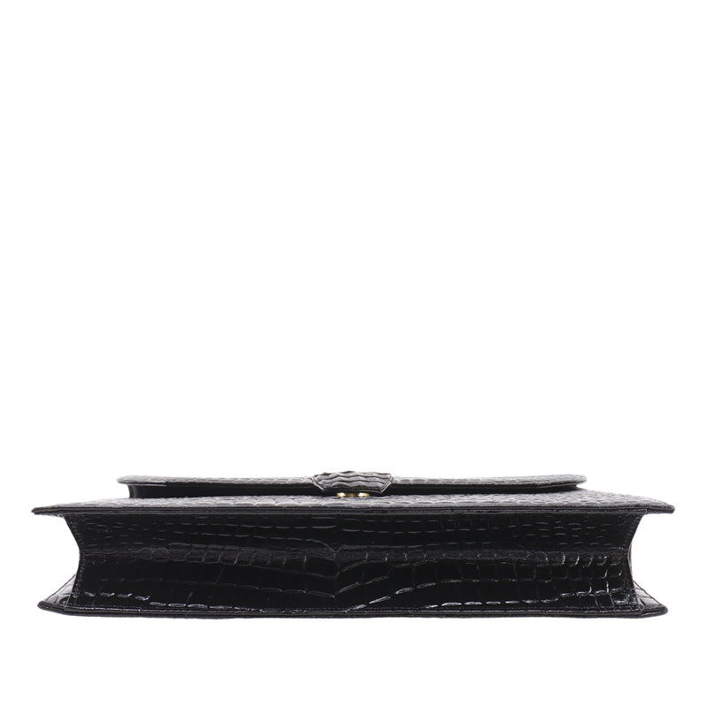 Croc Embossed Patent Clutch - Image 4