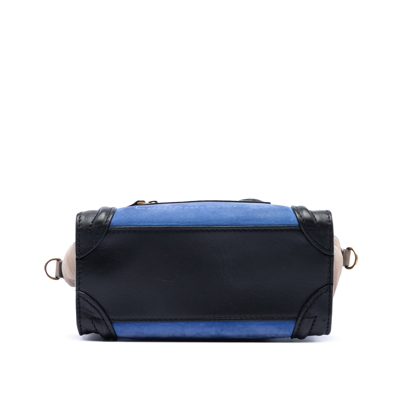 Nano Tricolor Nubuck and Calfskin Luggage Tote - Image 3
