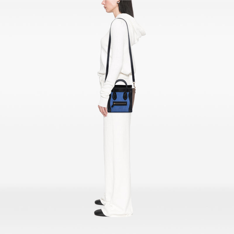 Nano Tricolor Nubuck and Calfskin Luggage Tote - Image 7