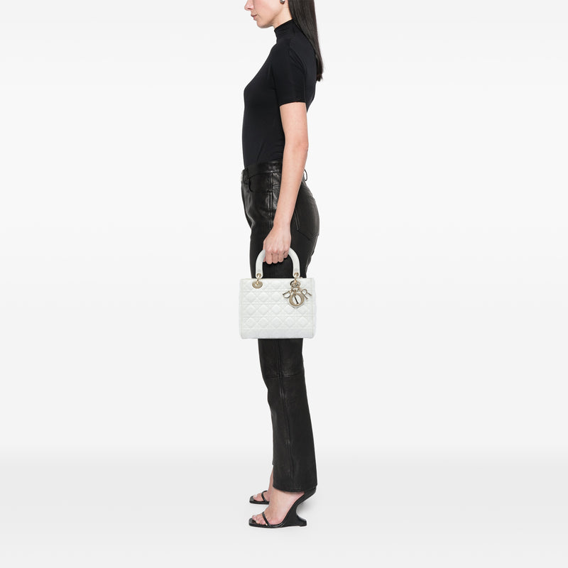 Medium Lambskin Cannage Lady Dior - Image 5