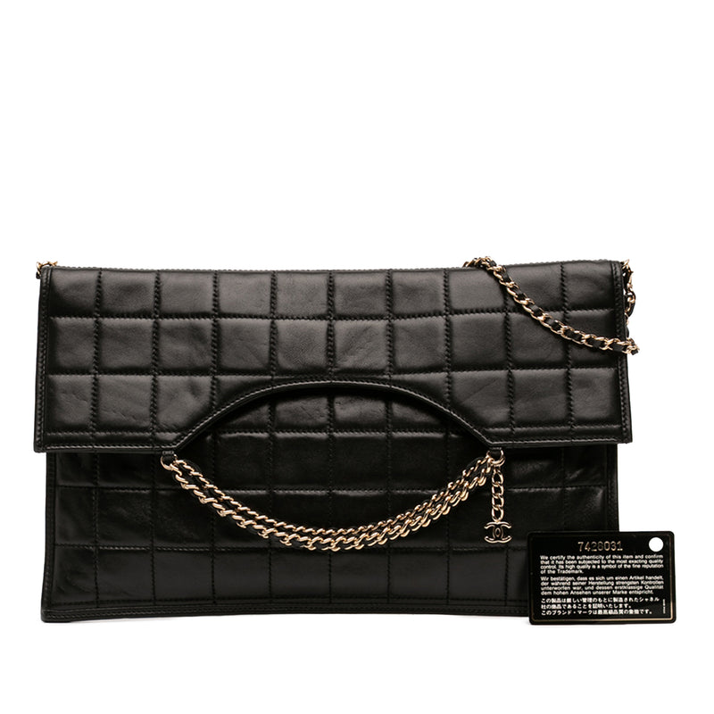 CC Chocolate Bar Lambskin Fold Down Envelope Shoulder Bag - Image 12