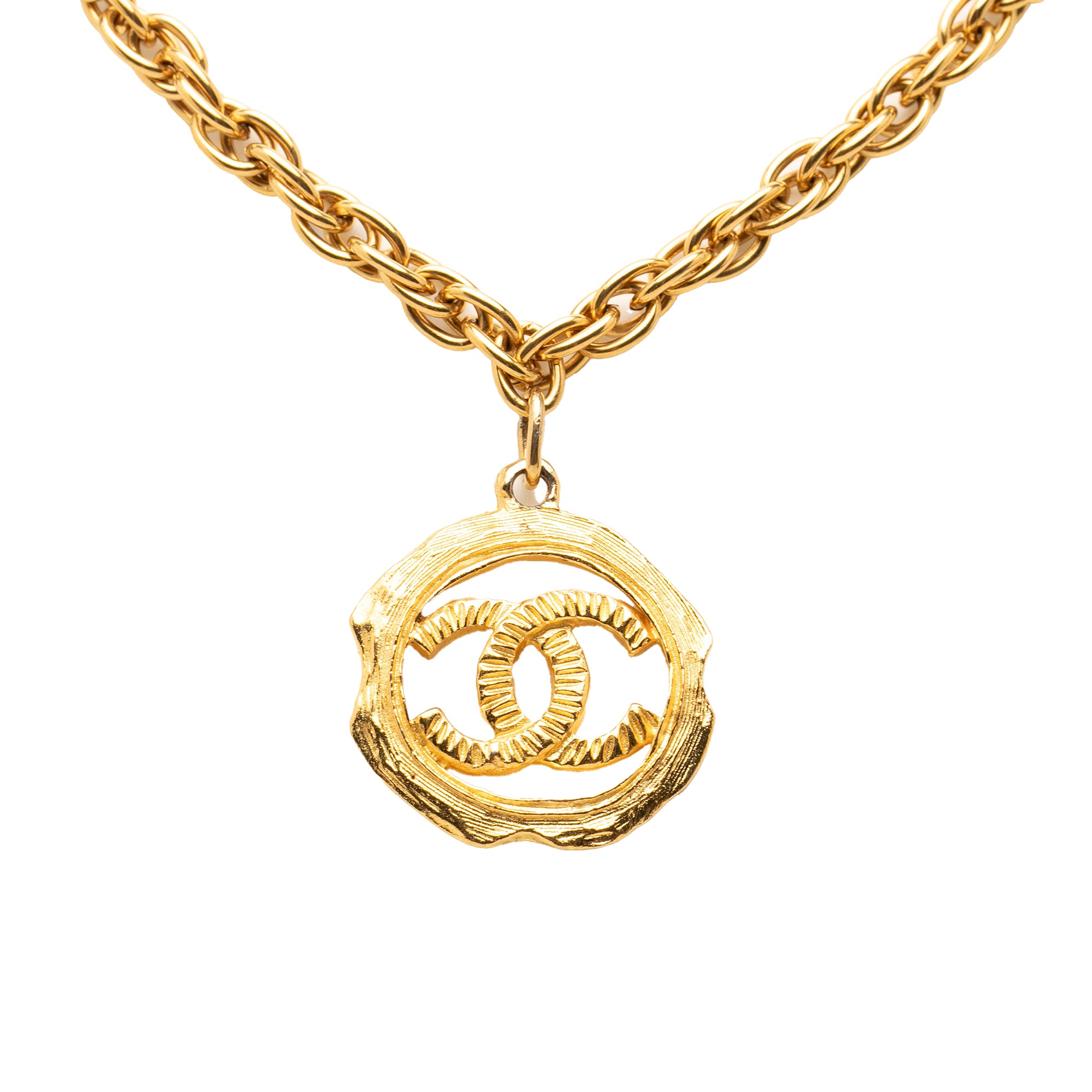 CC Gold Plated Round Pendant Necklace - Image 1