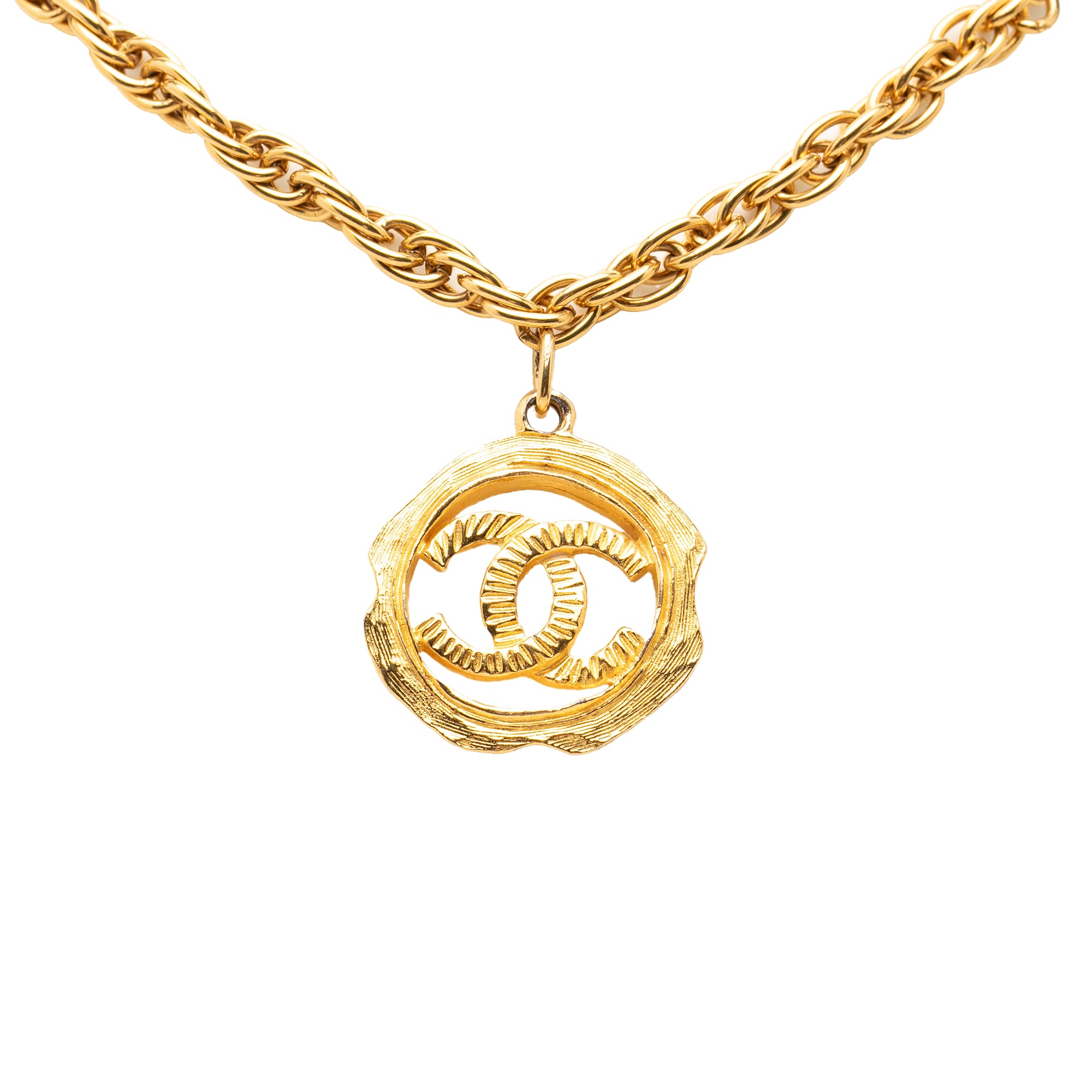 CC Gold Plated Round Pendant Necklace - Image 2