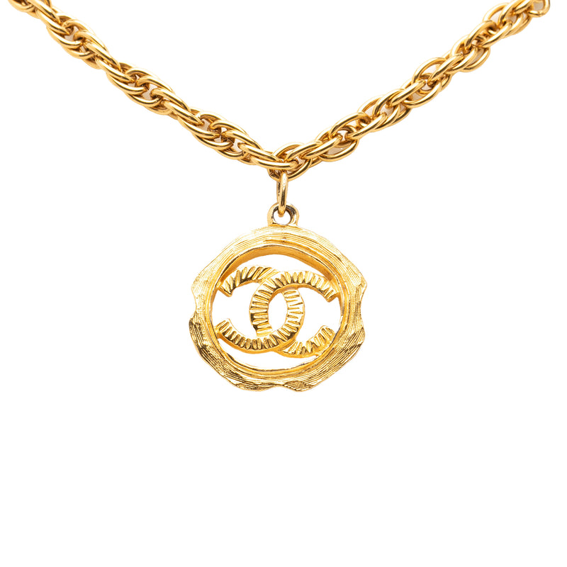CC Gold Plated Round Pendant Necklace - Image 2