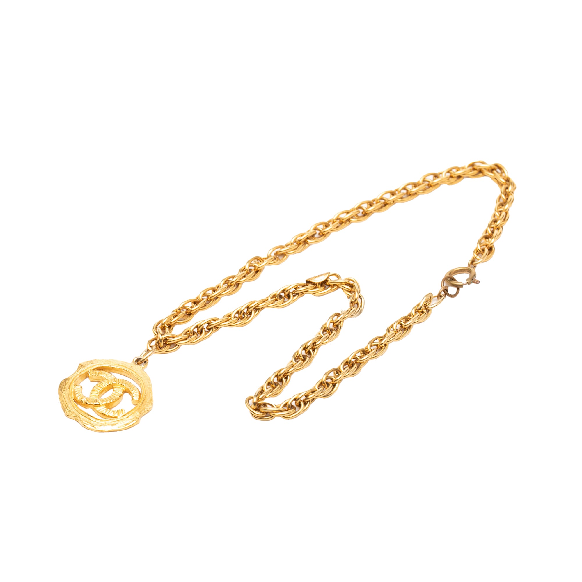 CC Gold Plated Round Pendant Necklace - Image 5