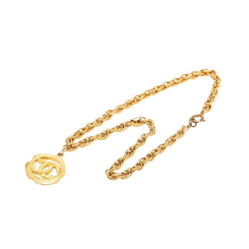 CC Gold Plated Round Pendant Necklace - Image 5