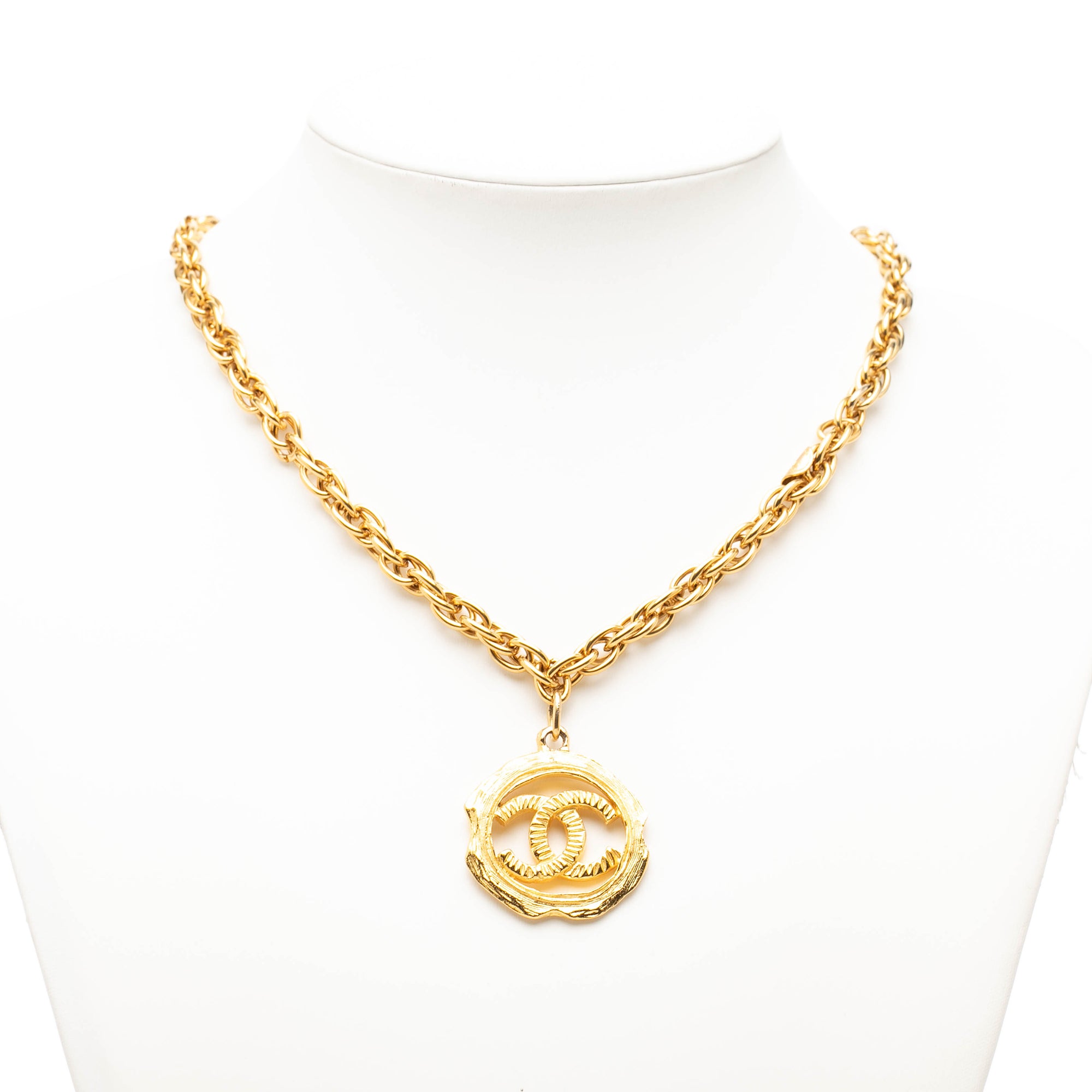 CC Gold Plated Round Pendant Necklace - Image 6