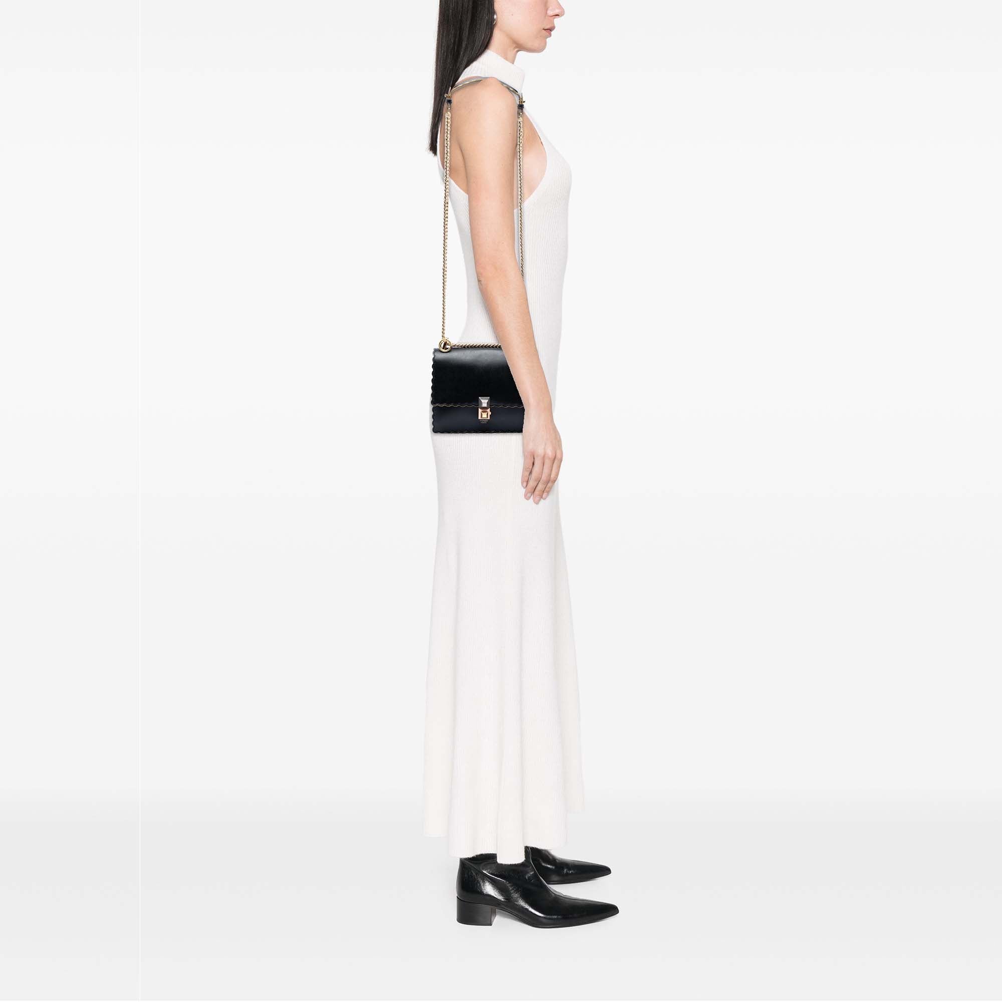 Small Scalloped Leather Kan I Crossbody - Image 6