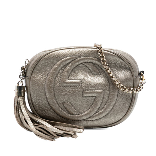 Mini Metallic Pebbled Calfskin Soho Chain Crossbody - Image 1
