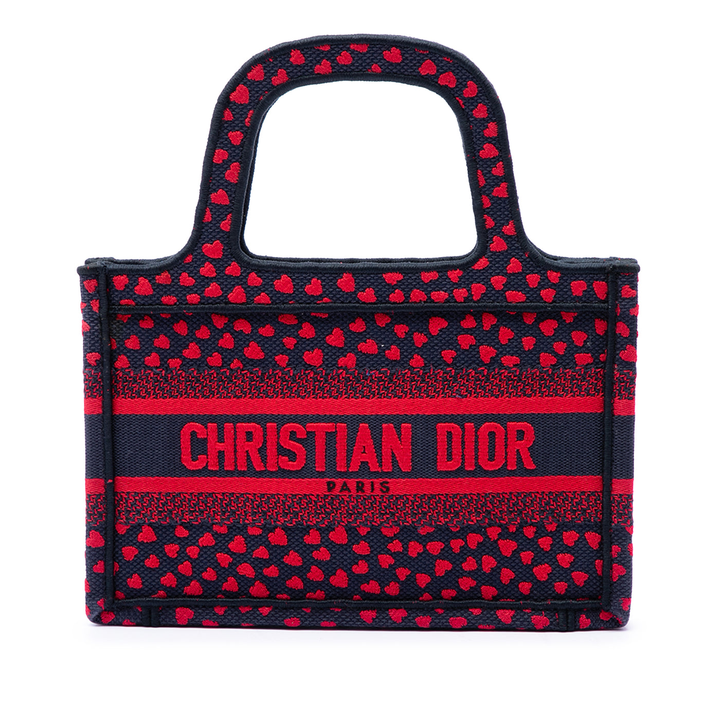Mini Embroidered Canvas Pop Heart I Love Paris Book Tote - Image 1